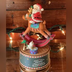 Vintage Enesco Musical Santa on Reindeer Rocker Figurine NEW